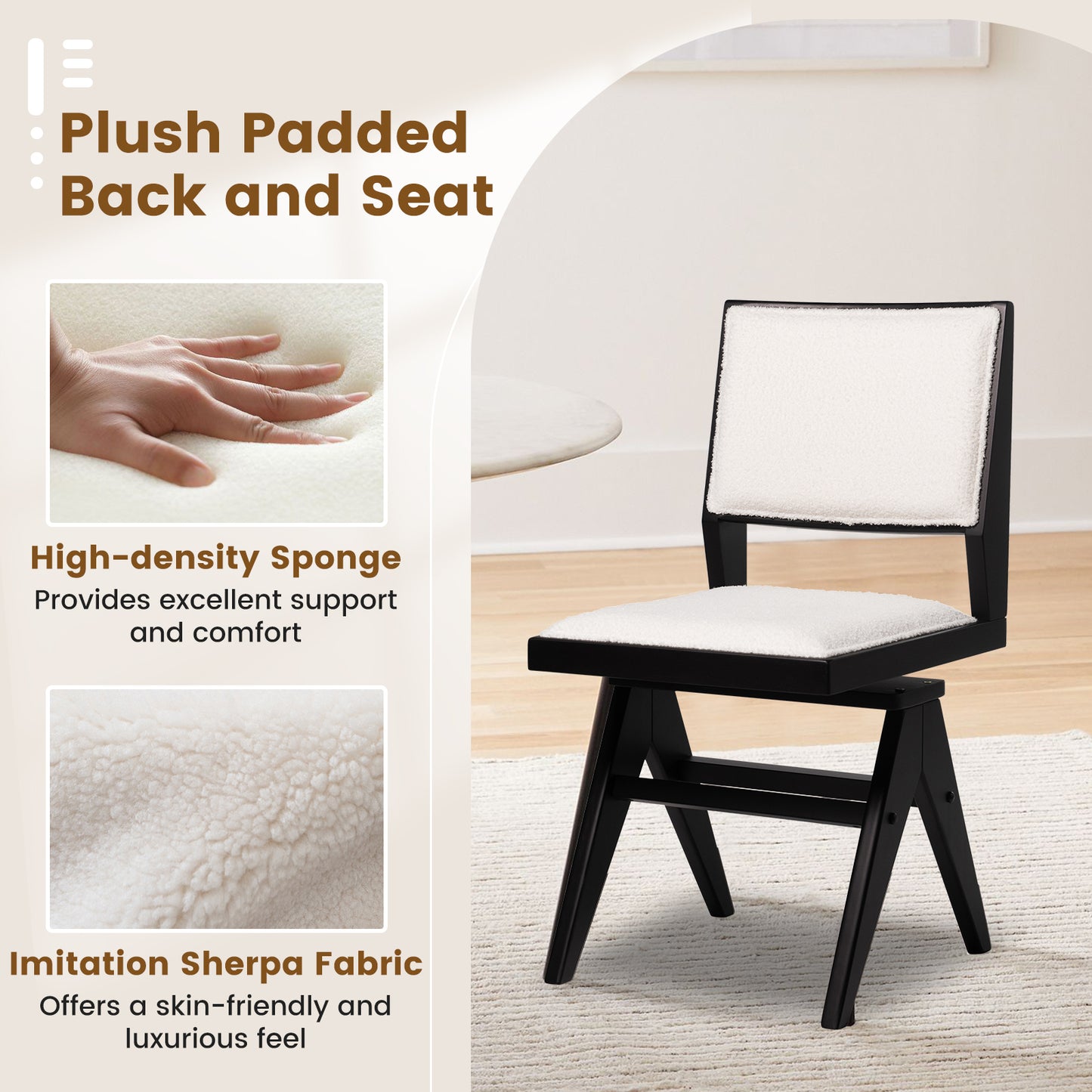 Swivel Dining Chairs Set of 2 with Padded Seat - Black
