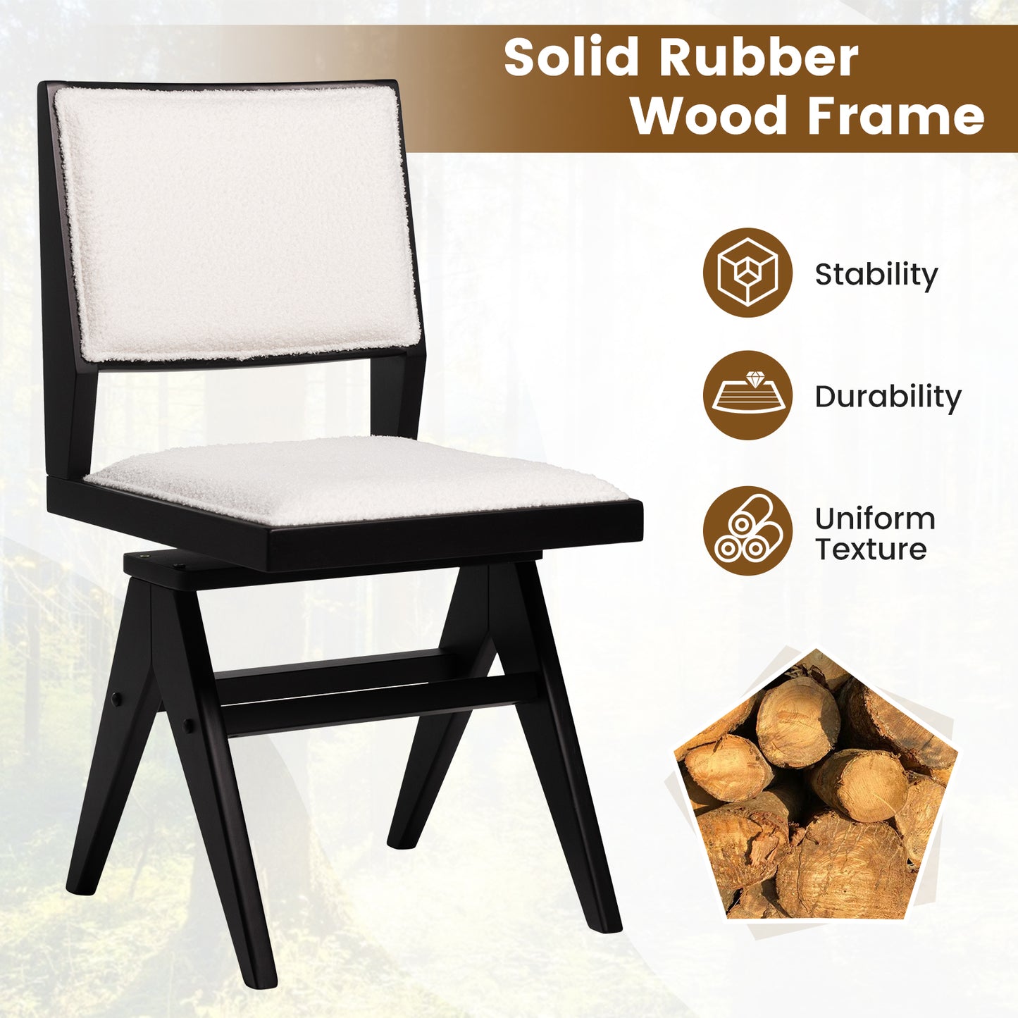 Swivel Dining Chairs Set of 2 with Padded Seat - Black