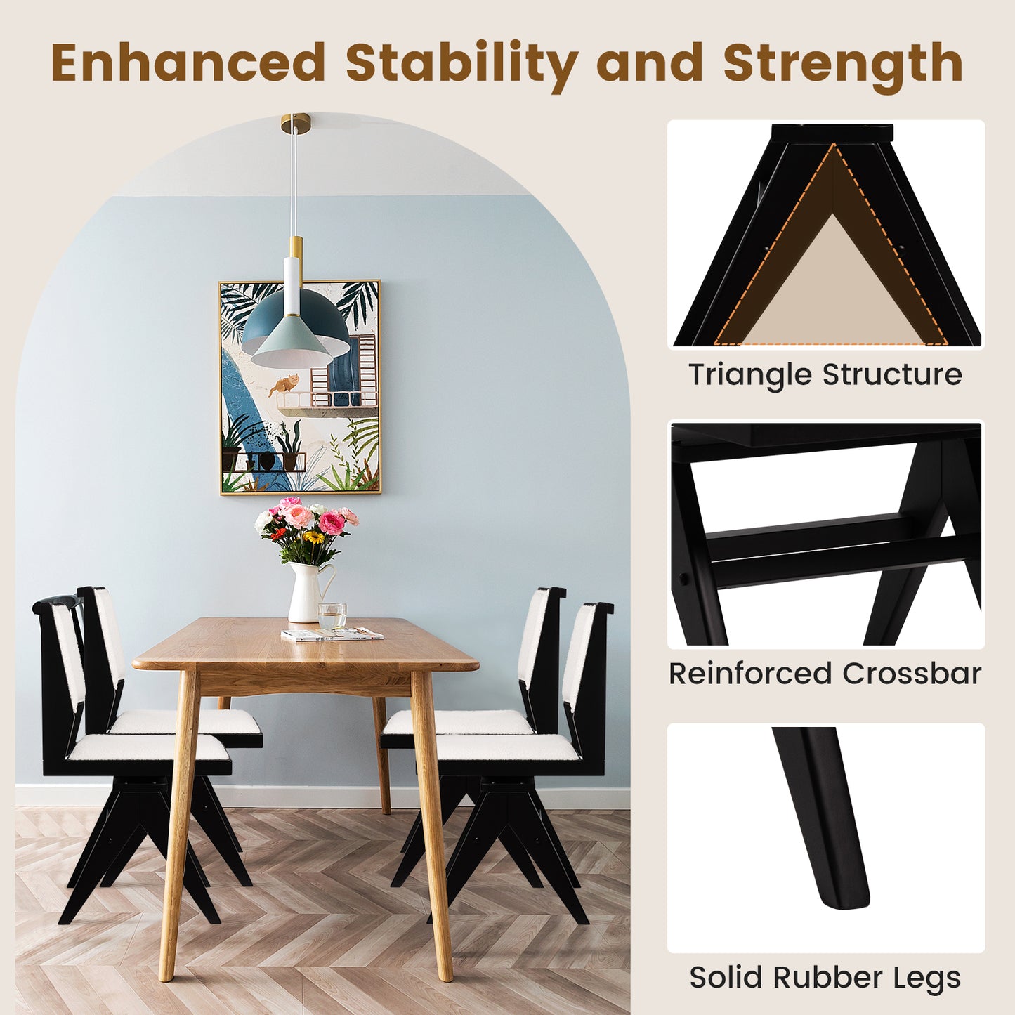 Swivel Dining Chairs Set of 2 with Padded Seat - Black