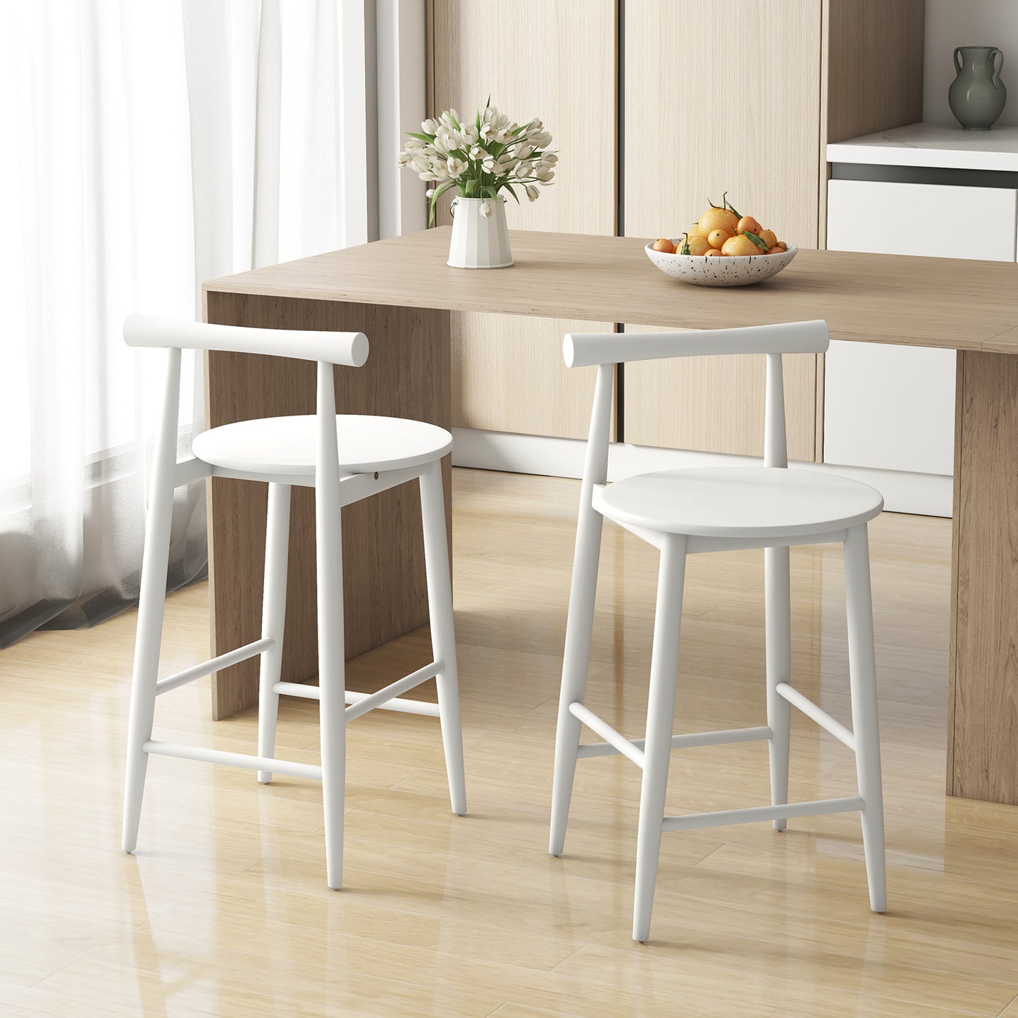 Counter Height Bar Stool with Acacia Wood Frame - 24" Seat