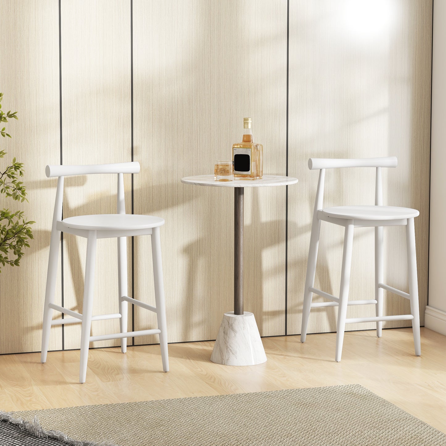 Counter Height Bar Stool with Acacia Wood Frame - 24" Seat