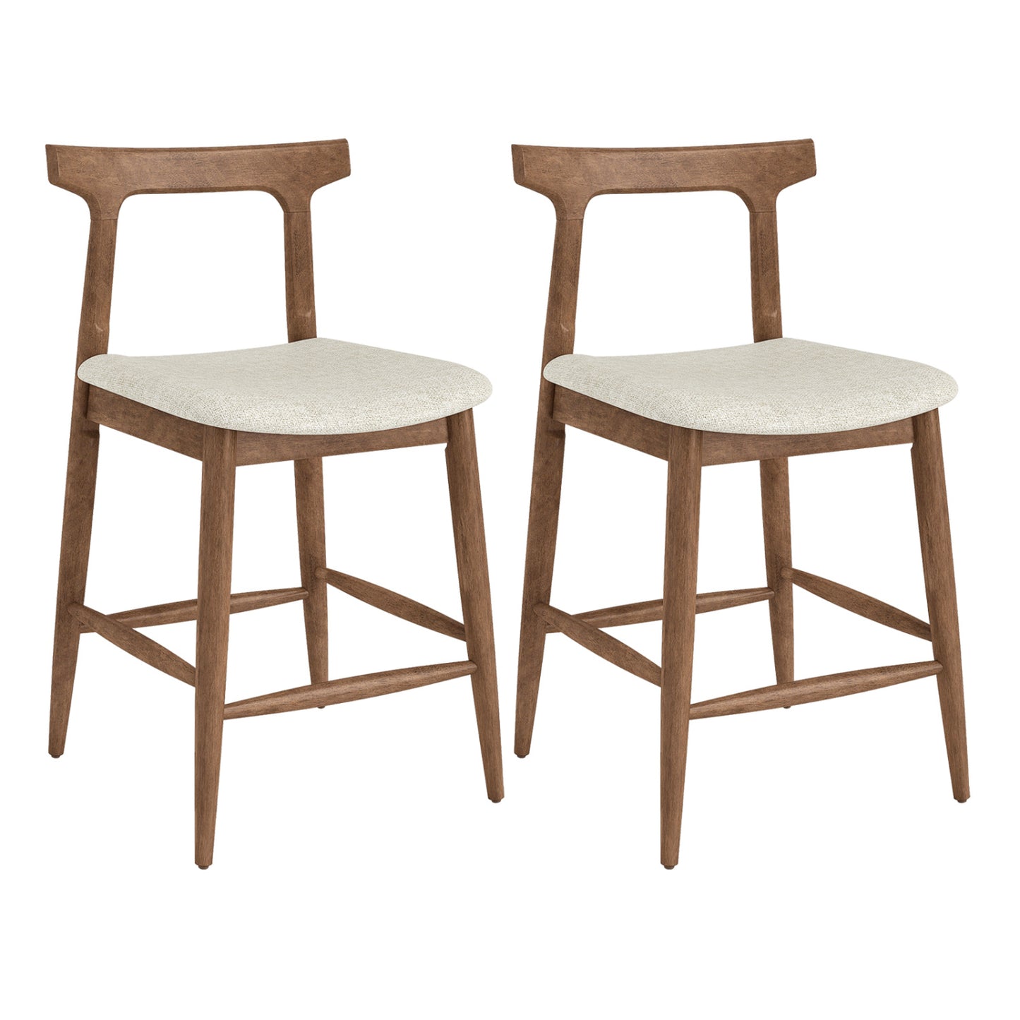24-Inch Counter Height Bar Stool with Curved Back - Walnut