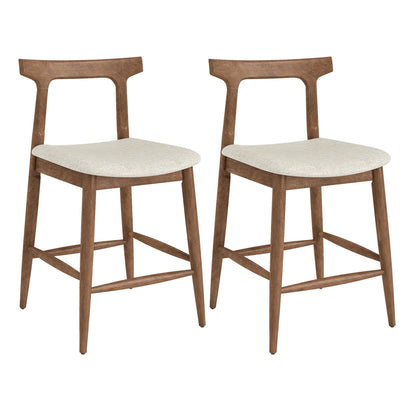 24-Inch Counter Height Bar Stool with Curved Back - Walnut
