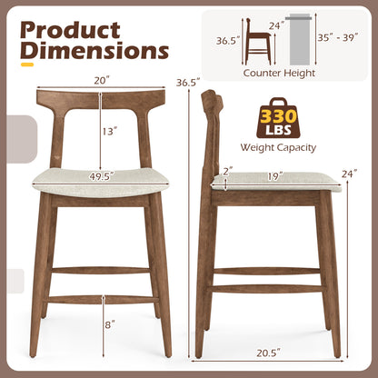 24-Inch Counter Height Bar Stool with Curved Back - Walnut