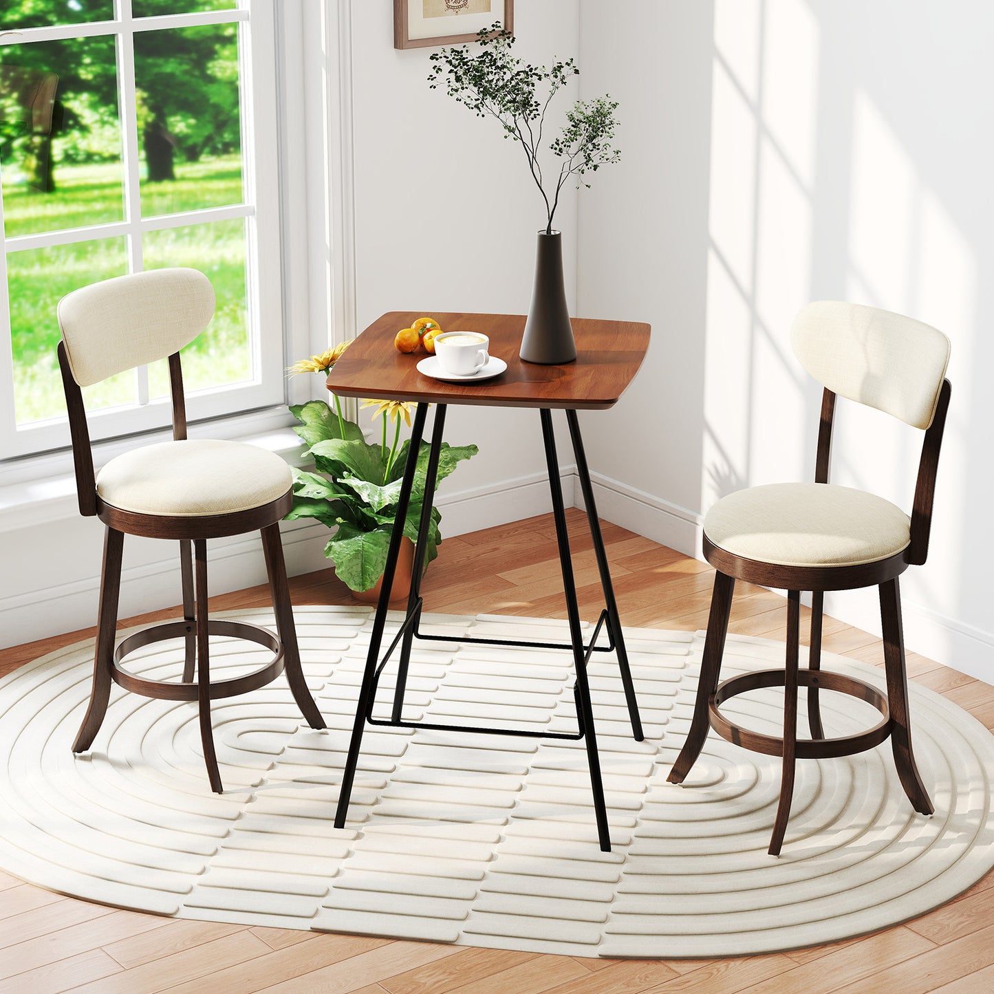Counter Height Swivel Bar Stools Set of 2 with Padded Seat