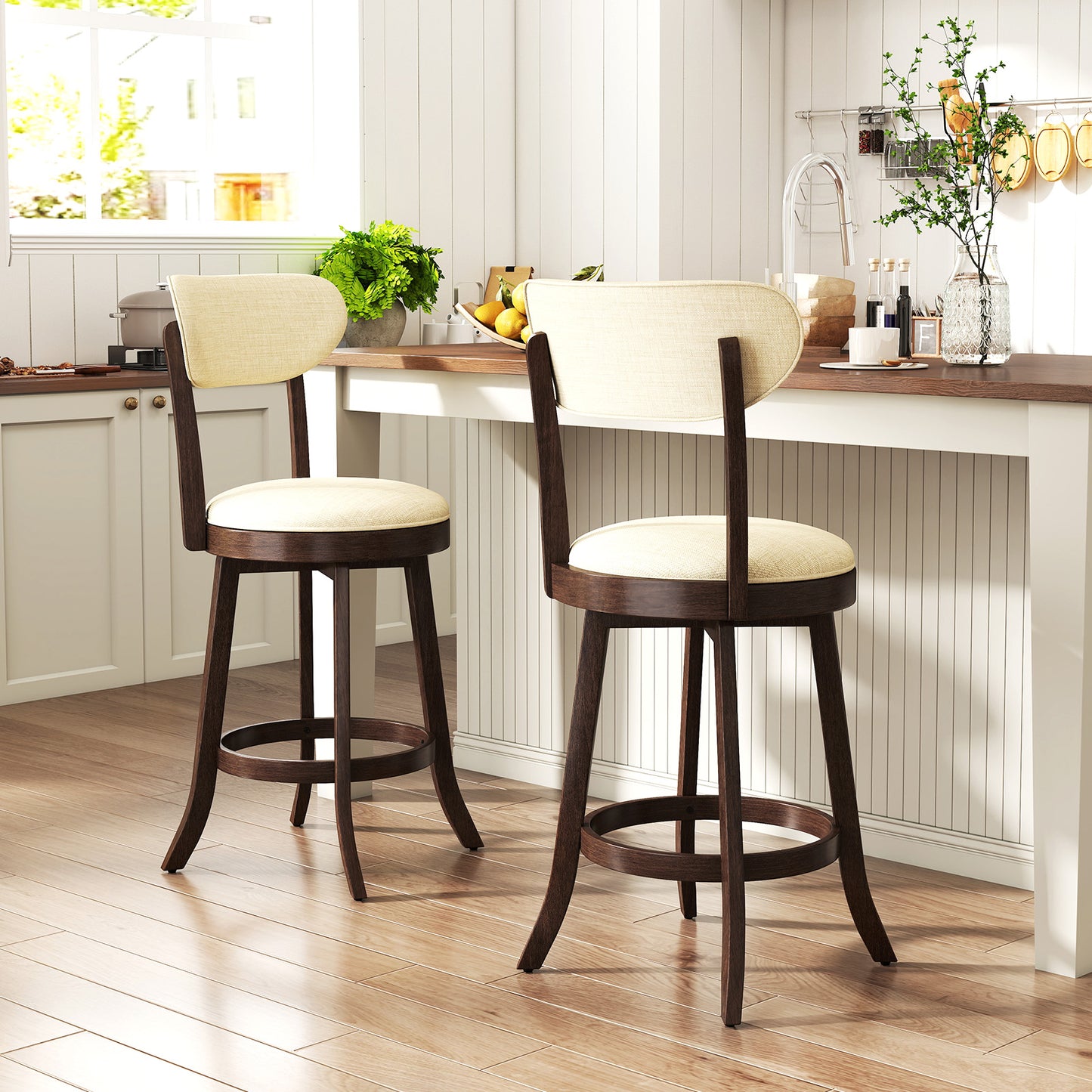 Counter Height Swivel Bar Stools Set of 2 with Padded Seat