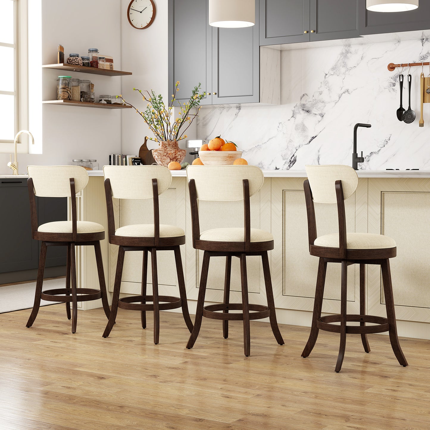 Counter Height Swivel Bar Stools Set of 2 with Padded Seat