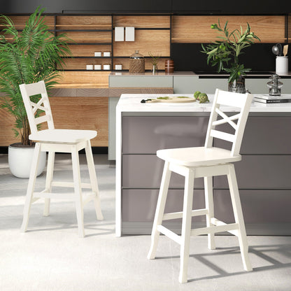Swivel 24-Inch Counter Height Stool Set of 2 with Inclined Backrest