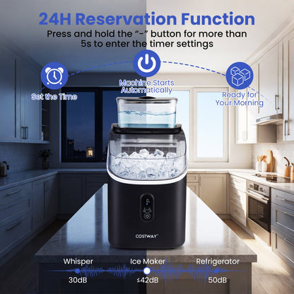 Countertop Ice Maker with External Tank & Self-Cleaning