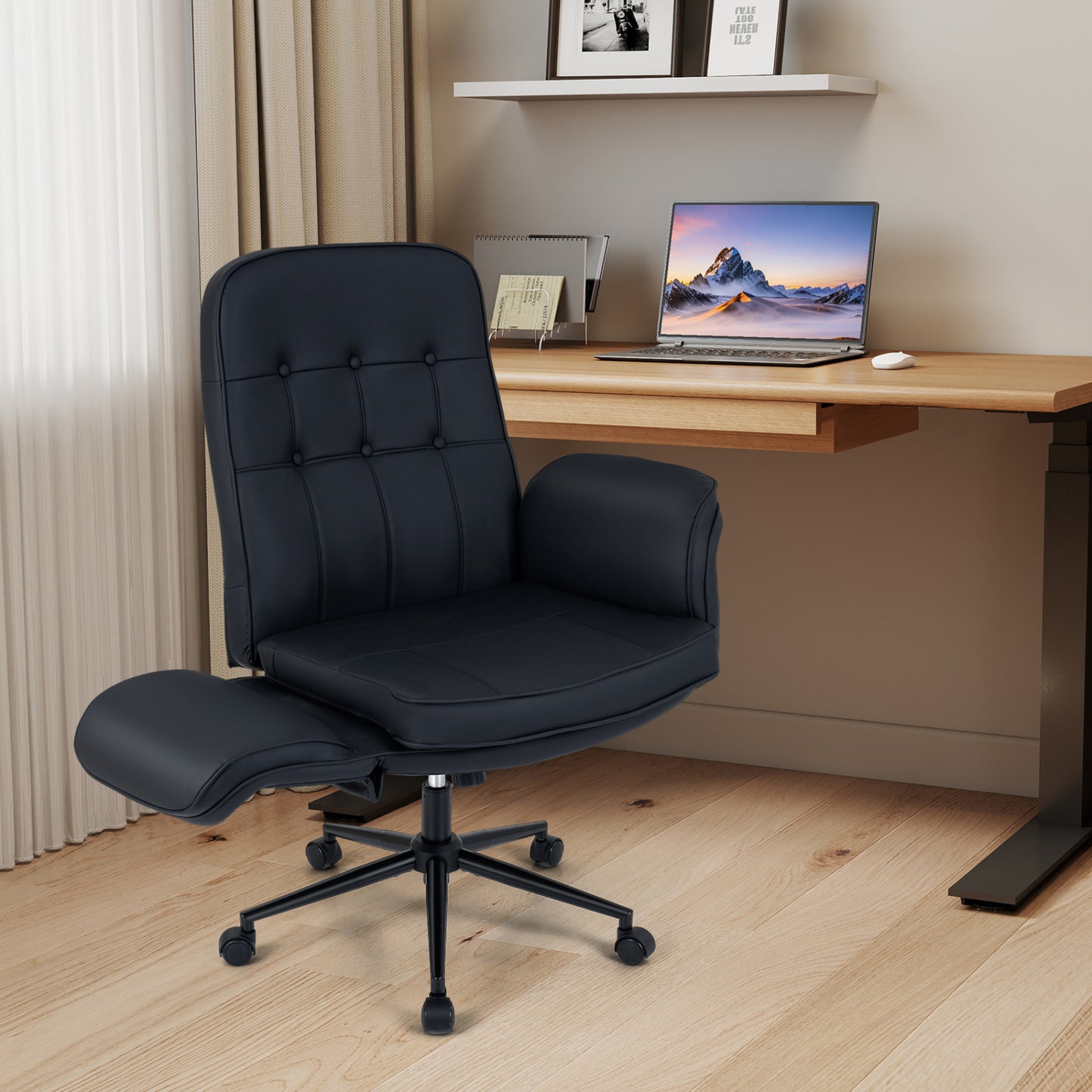 Adjustable Swivel Office Chair with 5-Position Armrests