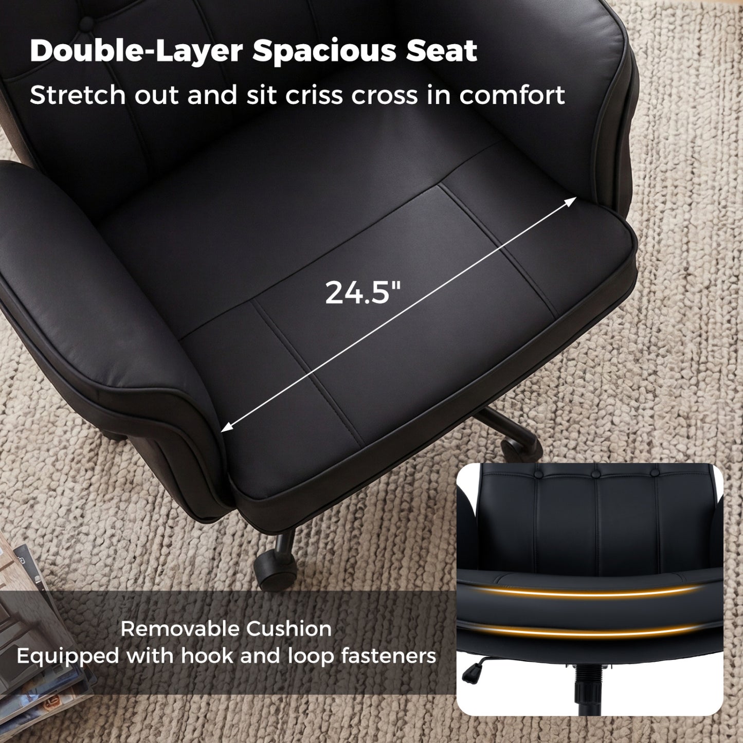 Adjustable Swivel Office Chair with 5-Position Armrests