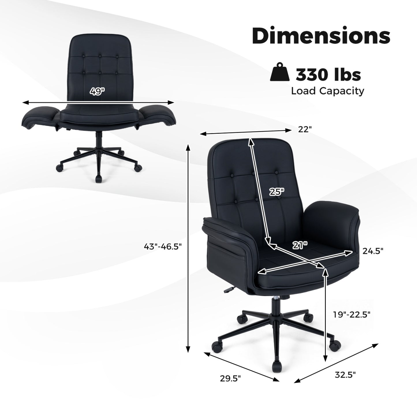 Adjustable Swivel Office Chair with 5-Position Armrests