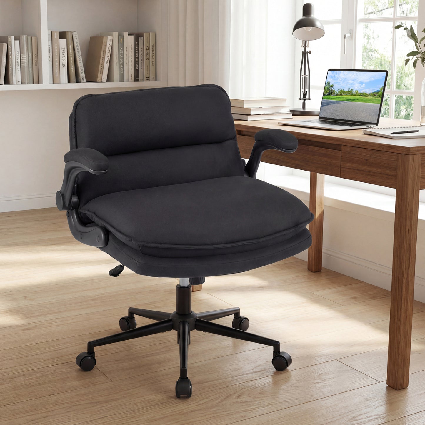 Criss Cross Office Chair with Flip-Up Arms and Wheels