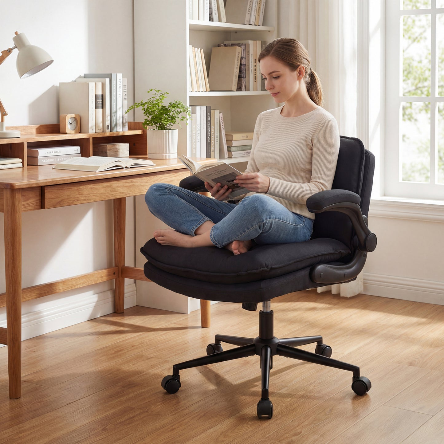 Criss Cross Office Chair with Flip-Up Arms and Wheels