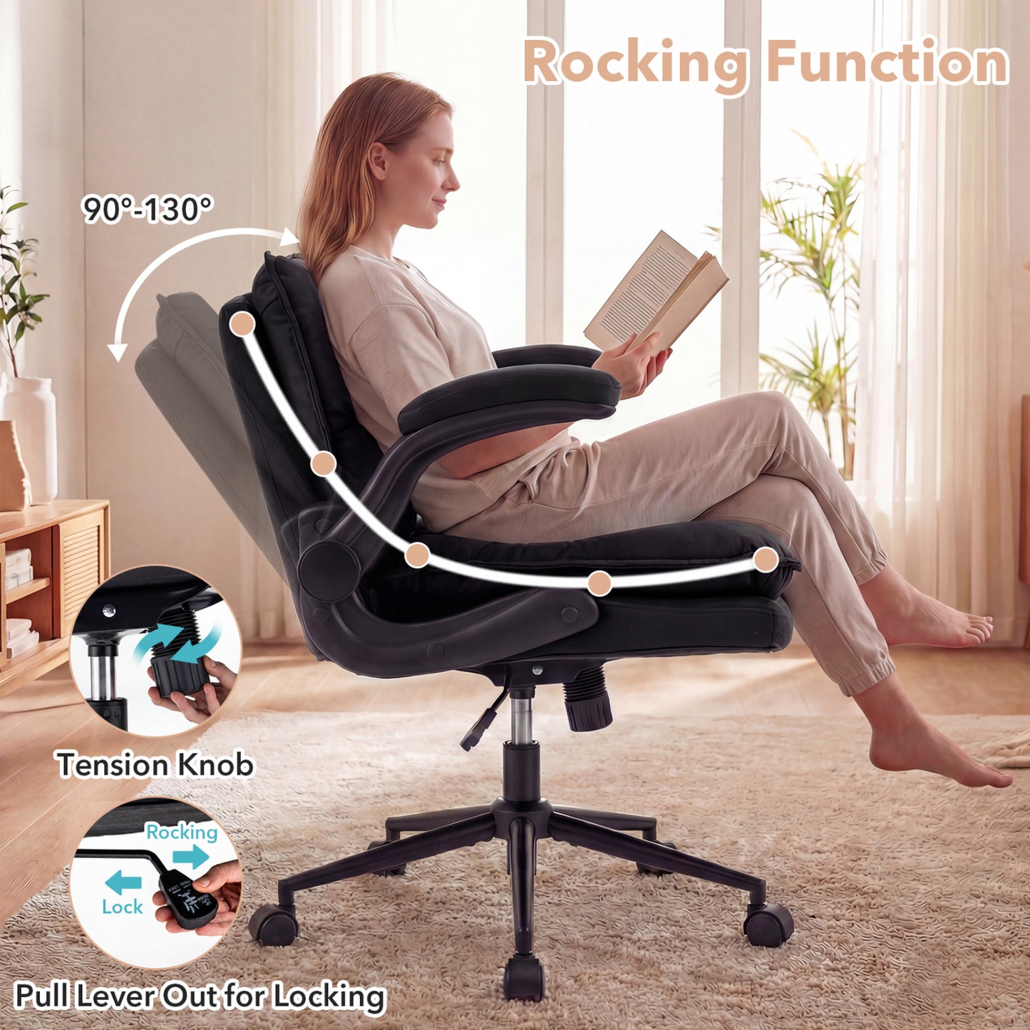 Criss Cross Office Chair with Flip-Up Arms and Wheels