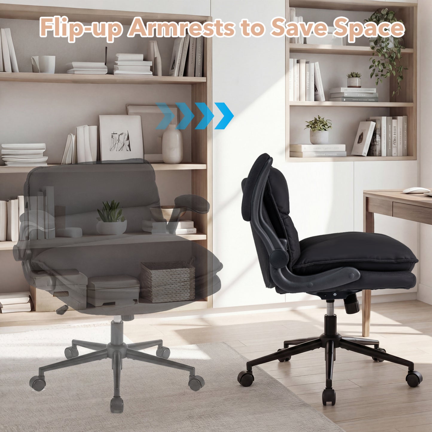 Criss Cross Office Chair with Flip-Up Arms and Wheels