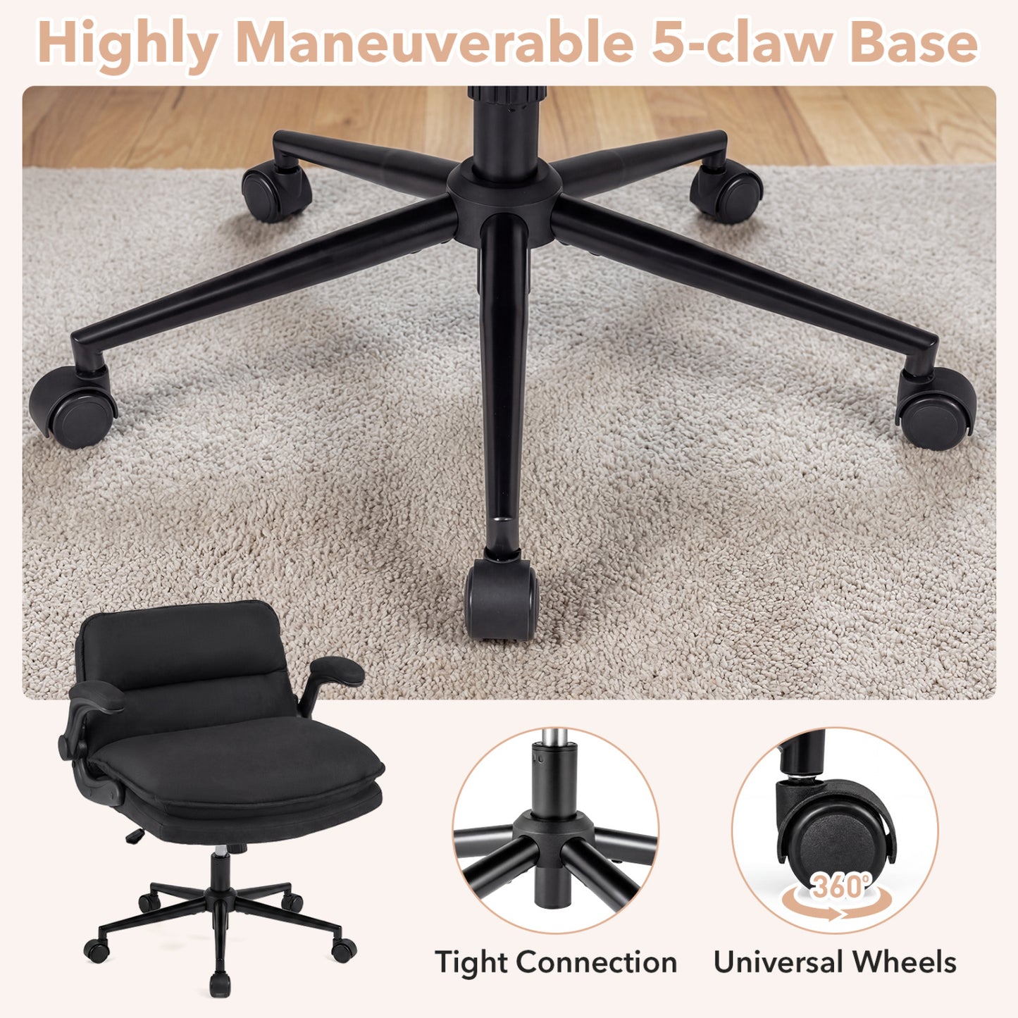 Criss Cross Office Chair with Flip-Up Arms and Wheels