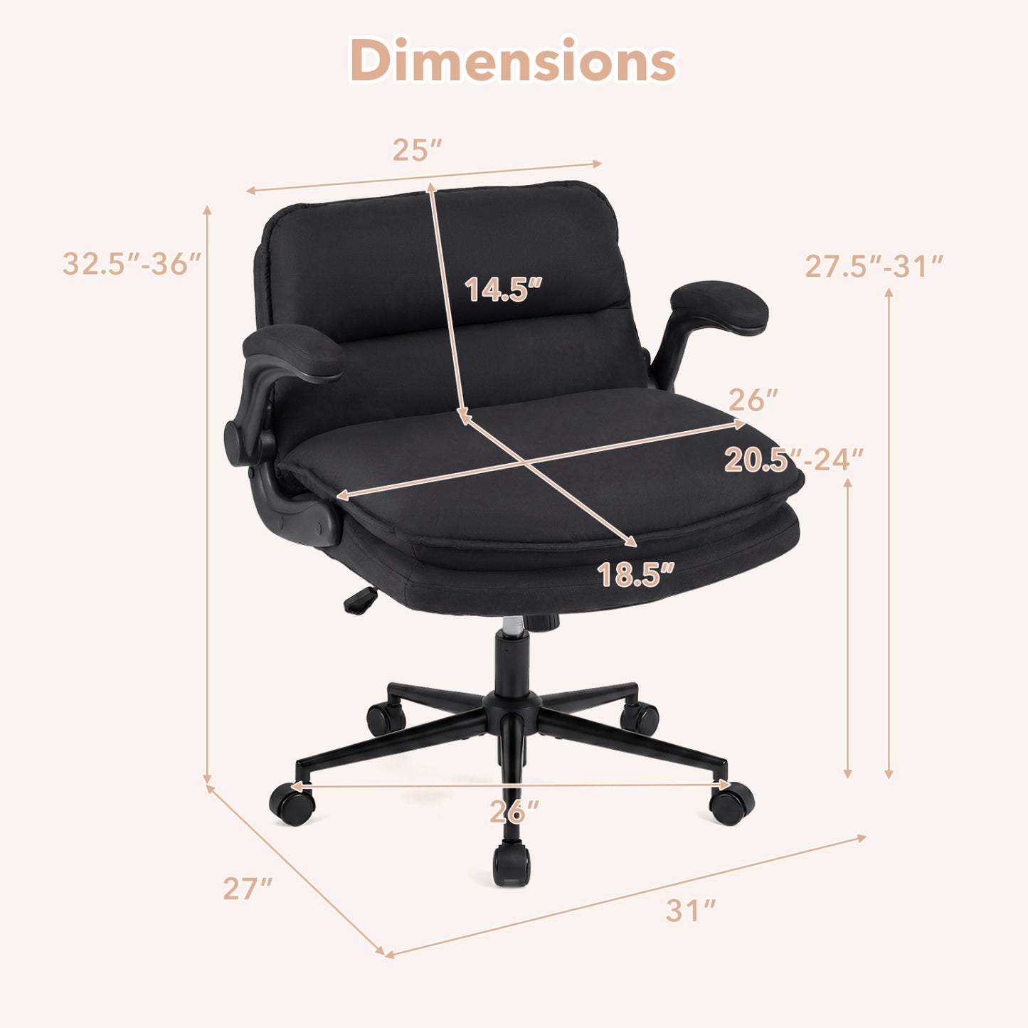 Criss Cross Office Chair with Flip-Up Arms and Wheels