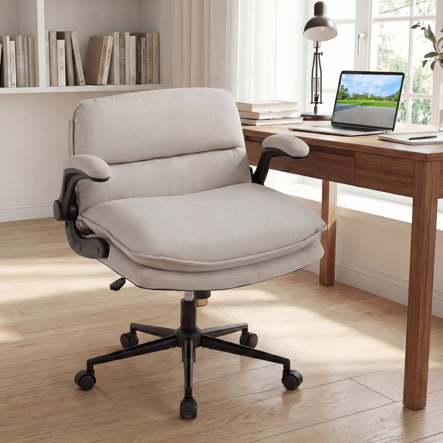 Criss Cross Office Chair with Flip-Up Arms and Wheels