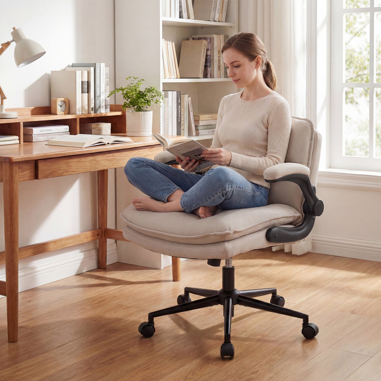 Criss Cross Office Chair with Flip-Up Arms and Wheels