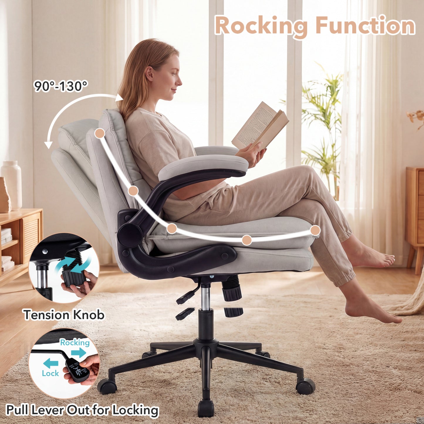 Criss Cross Office Chair with Flip-Up Arms and Wheels