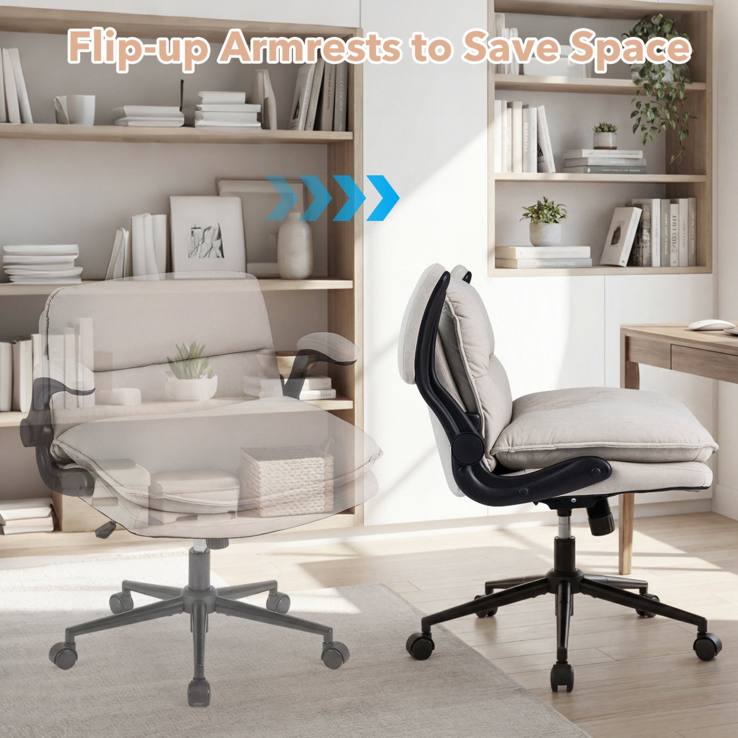 Criss Cross Office Chair with Flip-Up Arms and Wheels