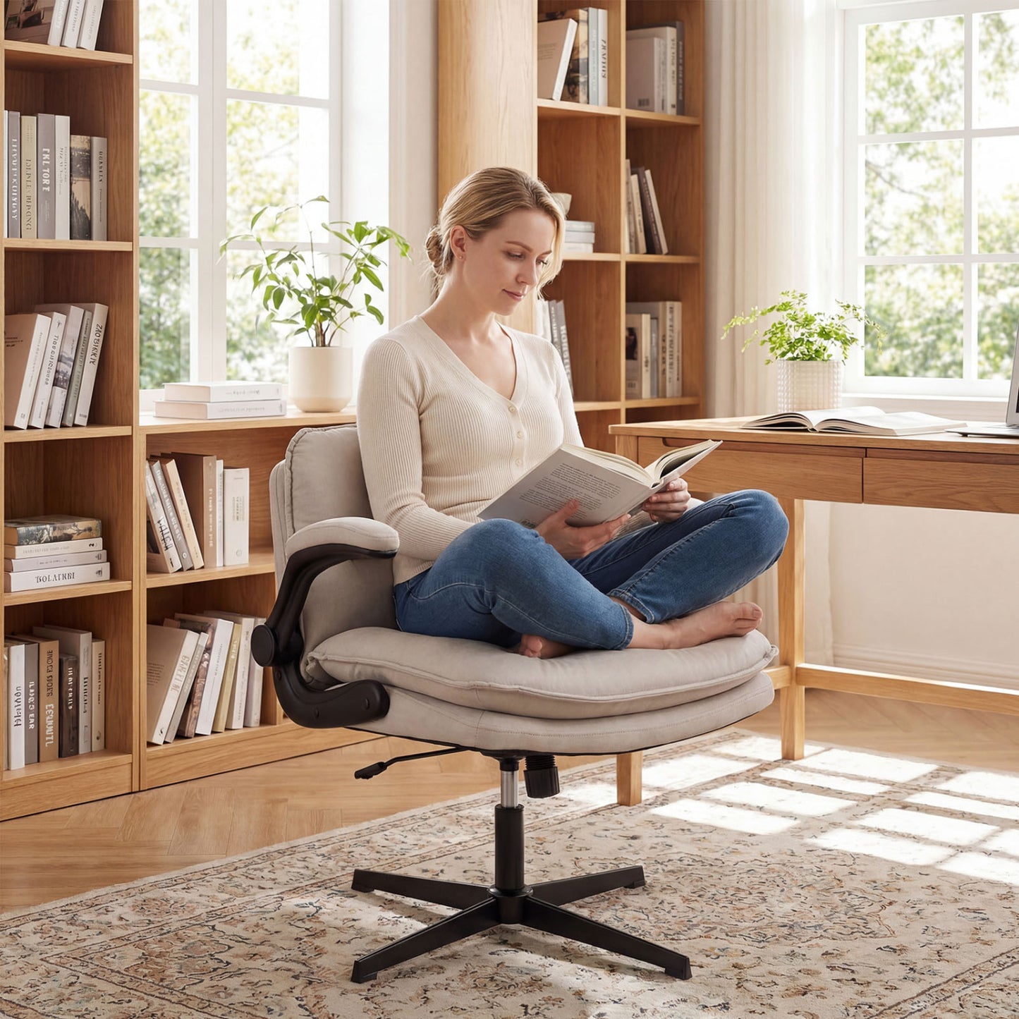 Ergonomic Office Chair with Flip-Up Arms and Adjustable Height