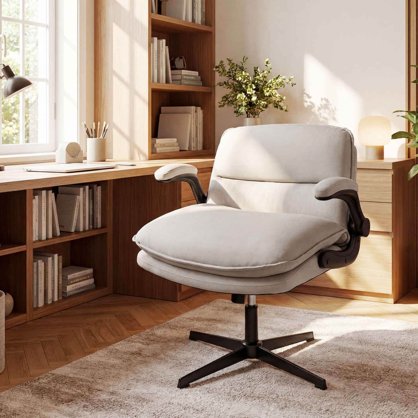 Ergonomic Office Chair with Flip-Up Arms and Adjustable Height