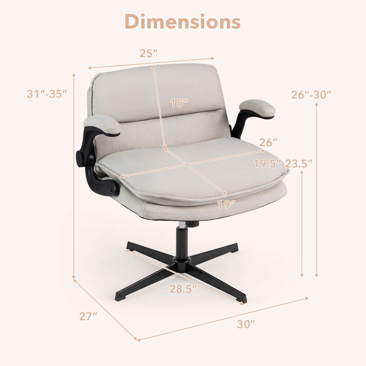 Ergonomic Office Chair with Flip-Up Arms and Adjustable Height