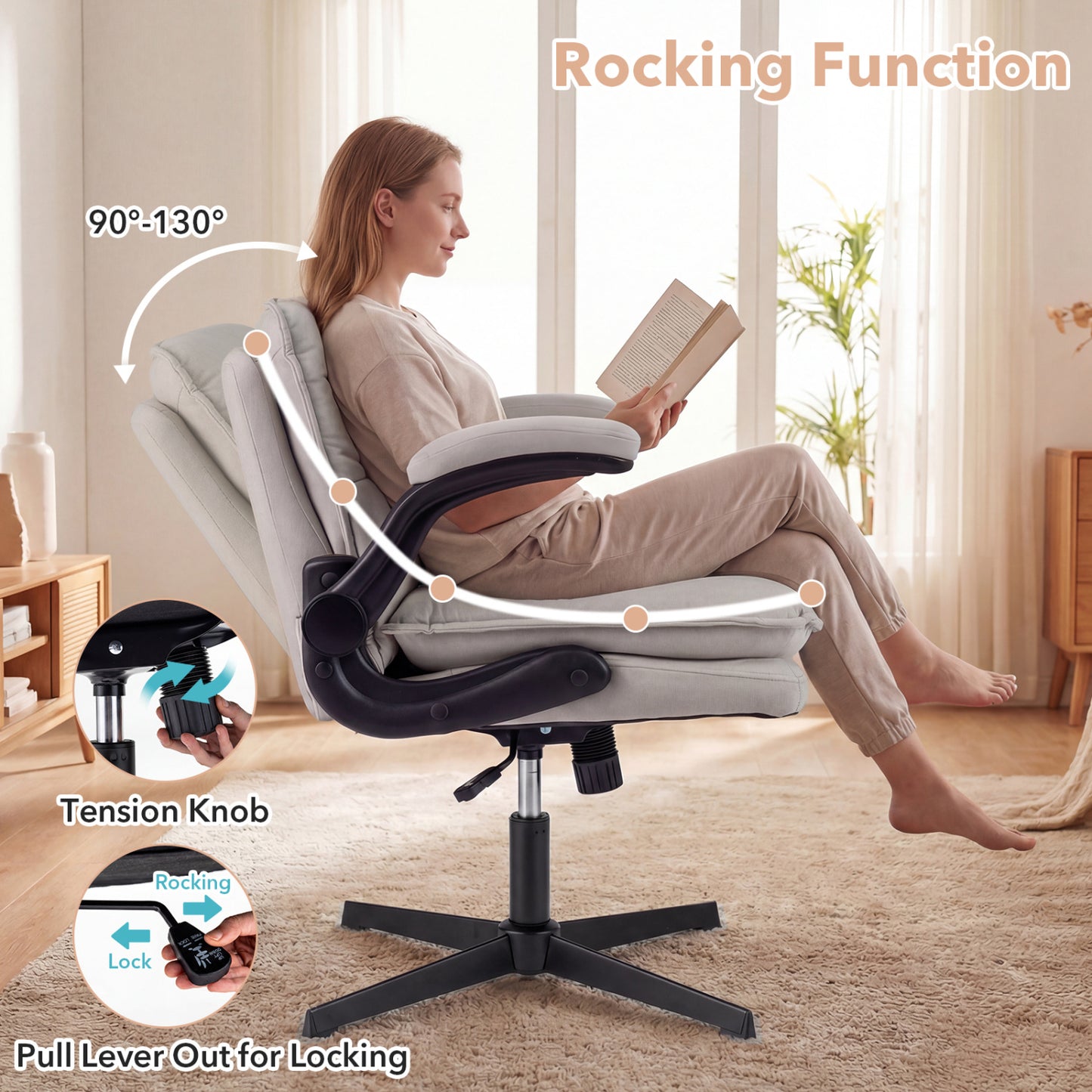 Ergonomic Office Chair with Flip-Up Arms and Adjustable Height