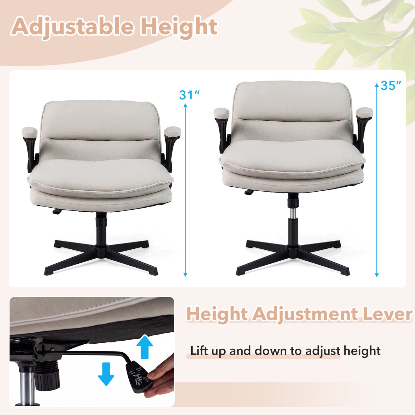 Ergonomic Office Chair with Flip-Up Arms and Adjustable Height