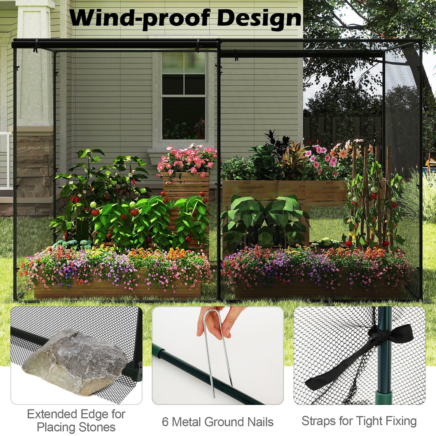 Crop Cages with 6 Ground Nails for Garden Plant