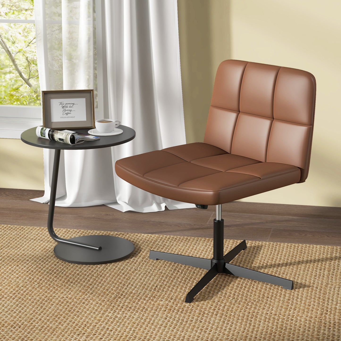 Upholstered Armless Office Chair with Oversized U-Shaped Seat