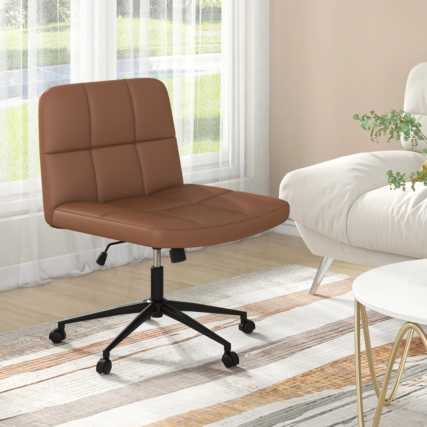 Armless Desk Chair with Wheels - Height Adjustable
