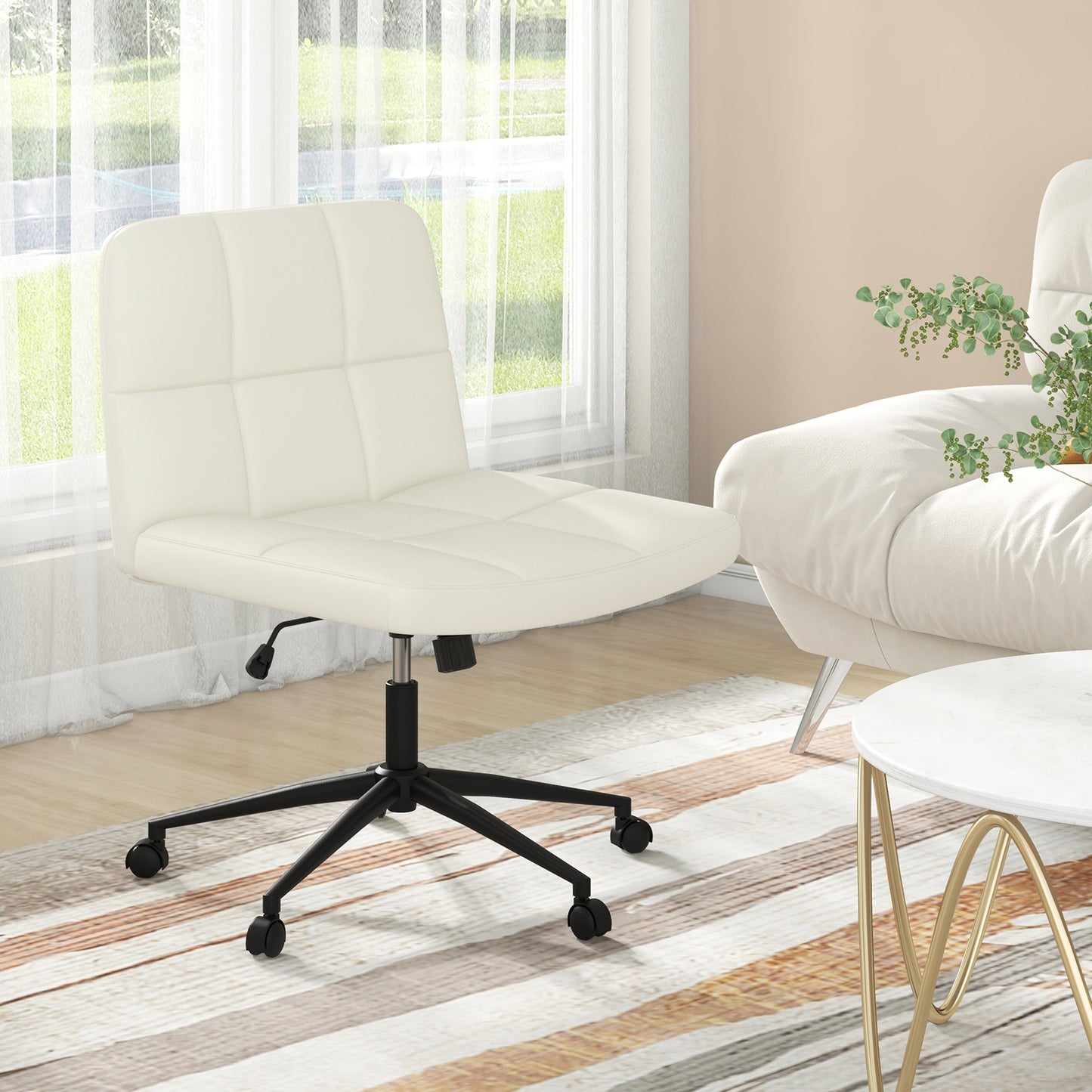 Armless Desk Chair with Wheels - Height Adjustable