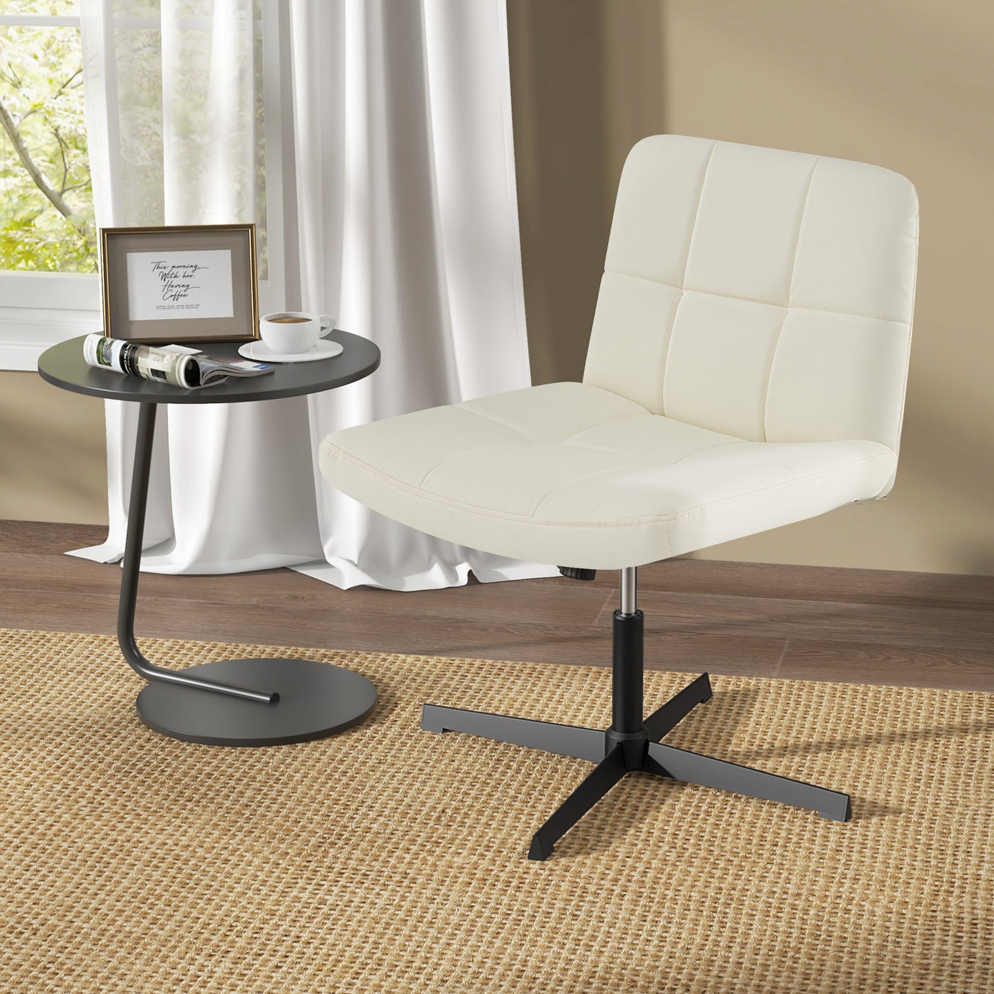 Upholstered Armless Office Chair with Oversized U-Shaped Seat