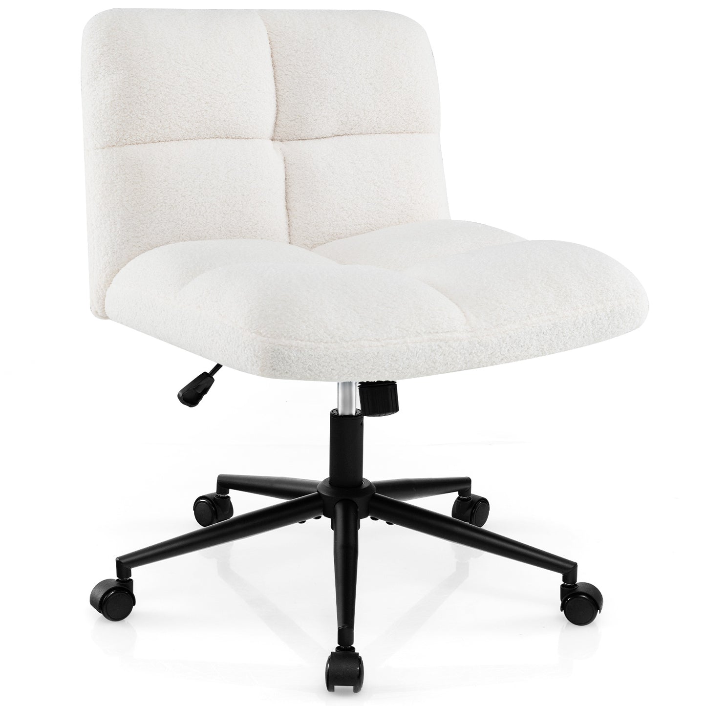 Adjustable Cross Legged Office Chair with Wheels - Beige
