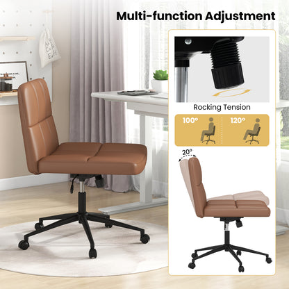 Armless Desk Chair with Wheels - Height Adjustable