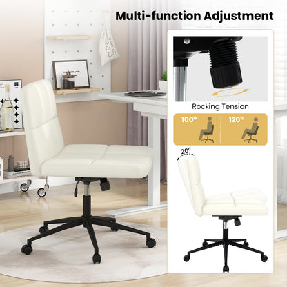 Armless Desk Chair with Wheels - Height Adjustable