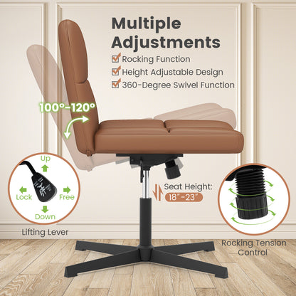 Upholstered Armless Office Chair with Oversized U-Shaped Seat