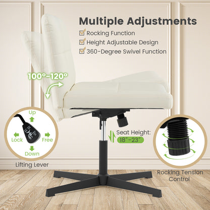 Upholstered Armless Office Chair with Oversized U-Shaped Seat