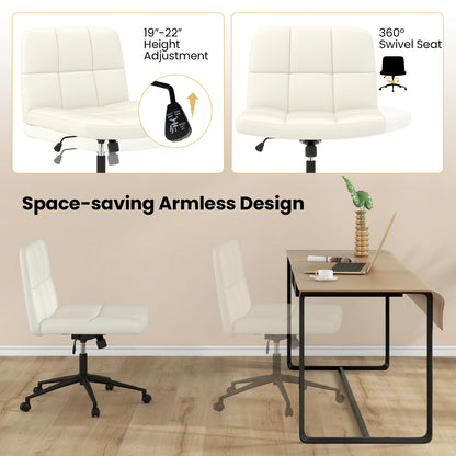 Armless Desk Chair with Wheels - Height Adjustable