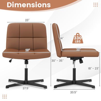 Upholstered Armless Office Chair with Oversized U-Shaped Seat