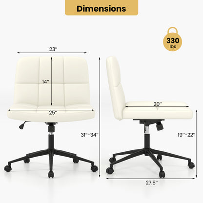 Armless Desk Chair with Wheels - Height Adjustable