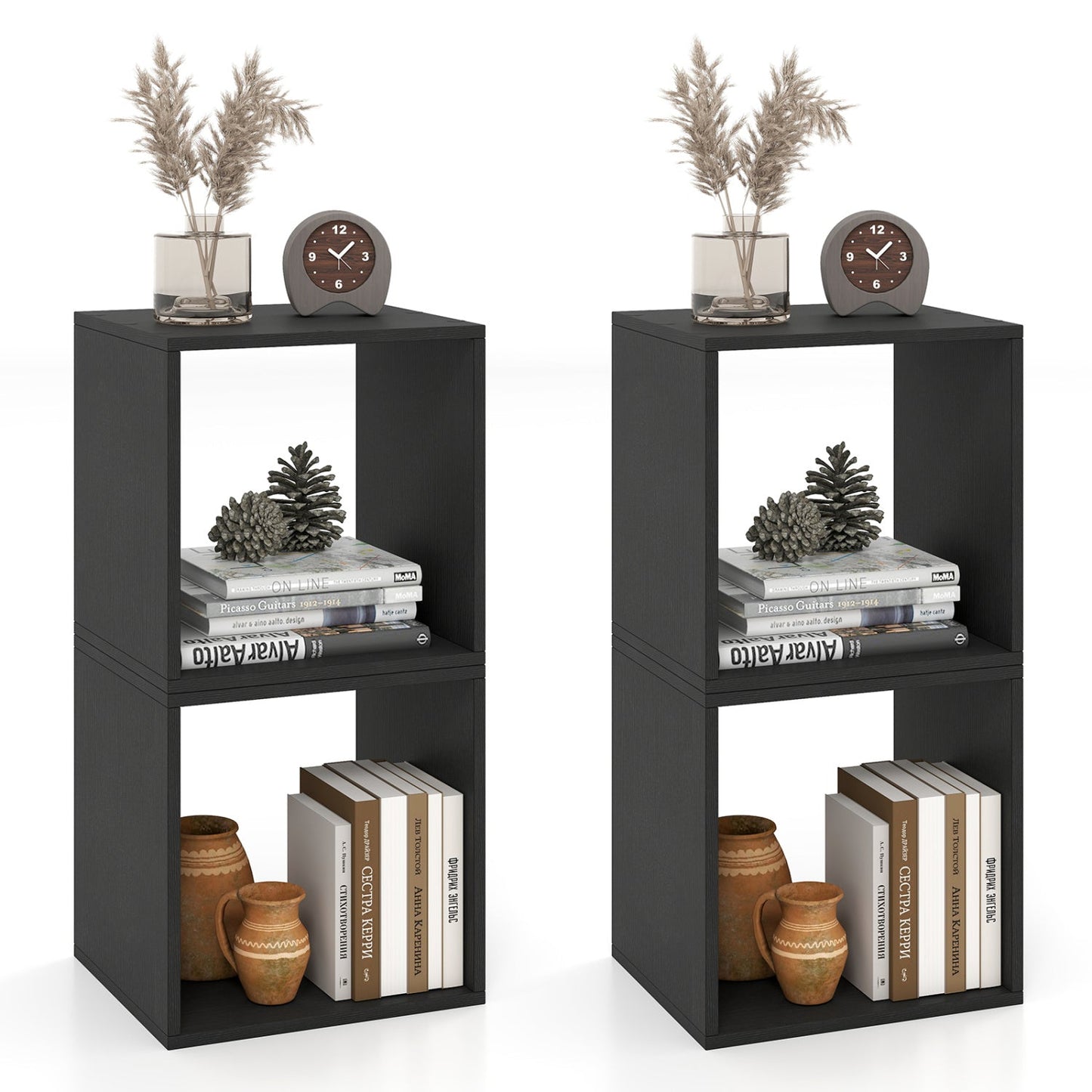 Cube Storage Organizer Set of 2 - Black Modular Bookcase
