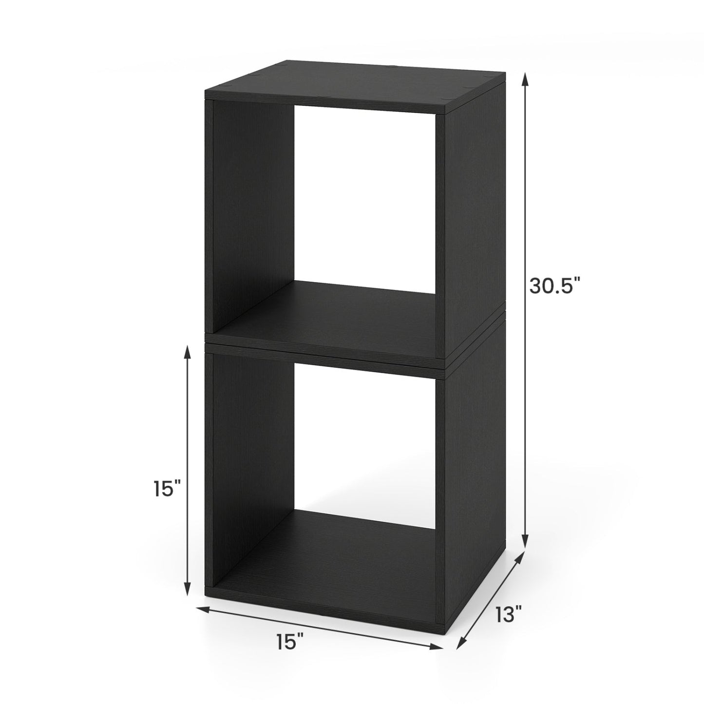 Cube Storage Organizer Set of 2 - Black Modular Bookcase