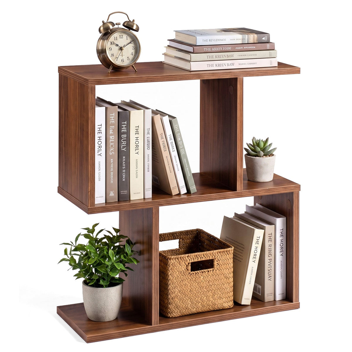 3-Tier S-Shape Storage Shelf with Open Shelves