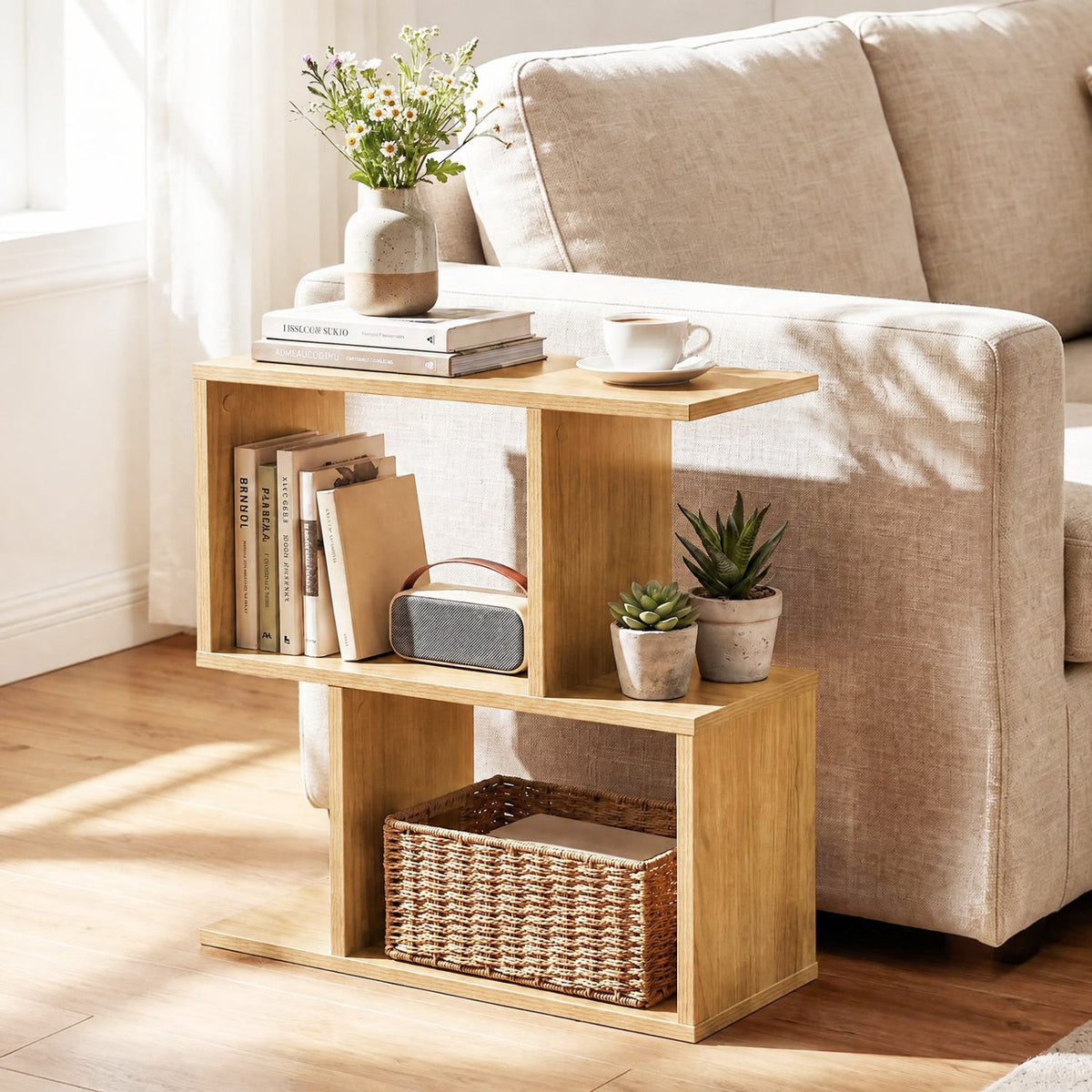 3-Tier S-Shape Storage Shelf with Open Shelves