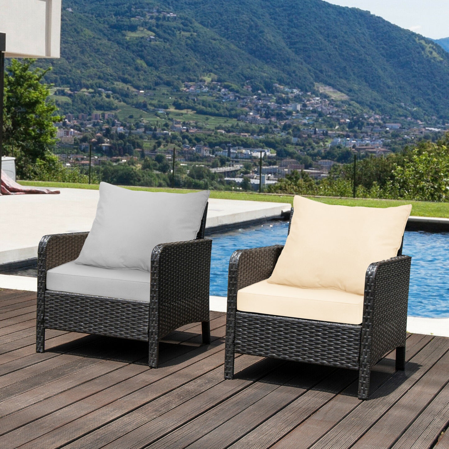 Deep Seat Chair Cushion Set with Rope Belts for Outdoor Use