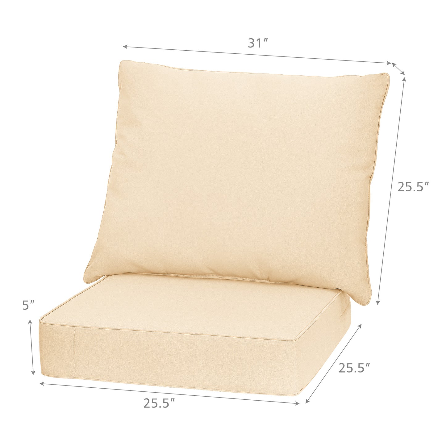 Deep Seat Chair Cushion Set with Rope Belts for Outdoor Use